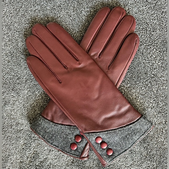 qof Accessories - QOF Winter Genuine Leather Gloves for Women, Cashmere Lined, Medium